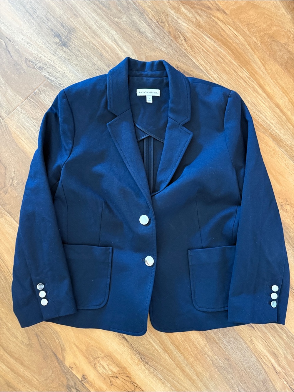 Banana Republic Dark Blue Tailored Blazer with Silver Buttons - Size L
